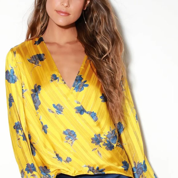 Aptos Mustard Yellow Floral Print Long Sleeve Top - Picture 1 of 7